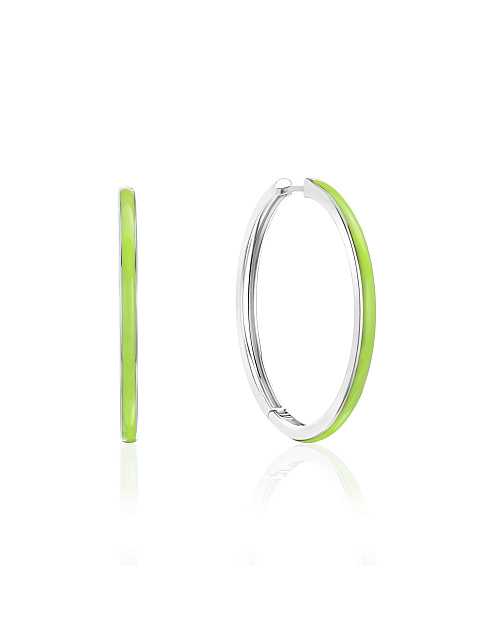 White gold hoops with Lime colored enamel, 1