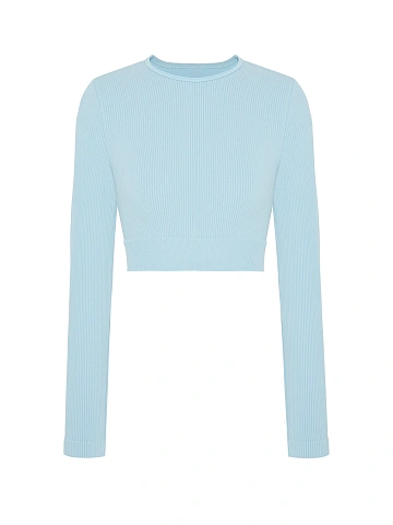 Light Blue Ribbed Jersey Sports Longsleeve, 1