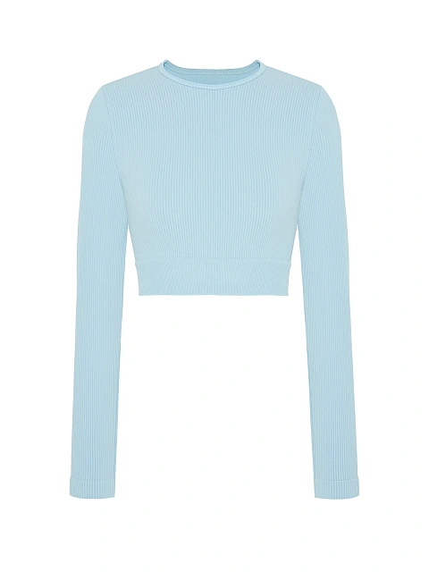 Light Blue Ribbed Jersey Sports Longsleeve, 1