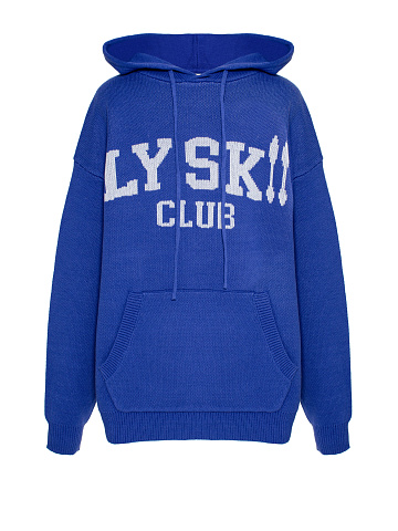 Blue Hoodie With White Print, 1