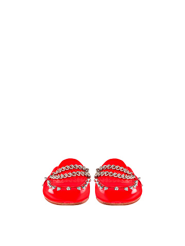 Red Patent Leather Mink Fur Mules, 2