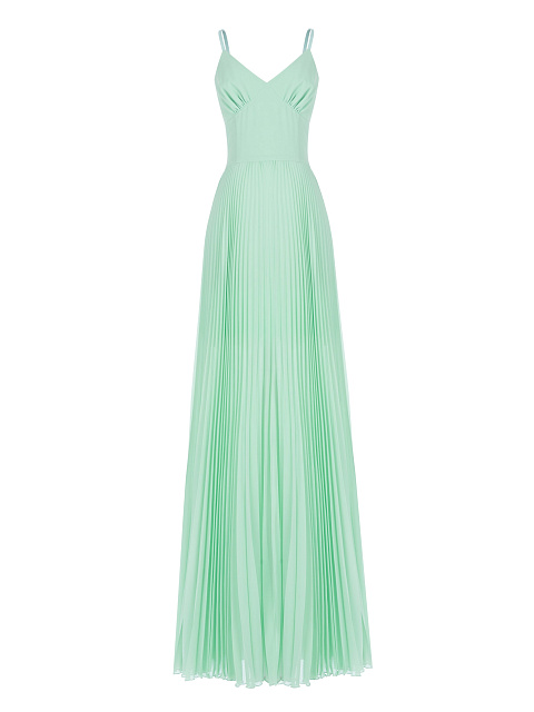 Light Green Pleated Chiffon Maxi Dress, 1