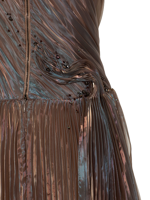 Brown Plisse Organza Maxi Dress, 6