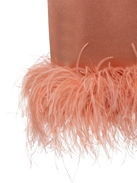 Peach Mini Dress With Boa, 3