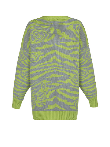 Green Tiger & Rose Intarsia Cardigan, 2