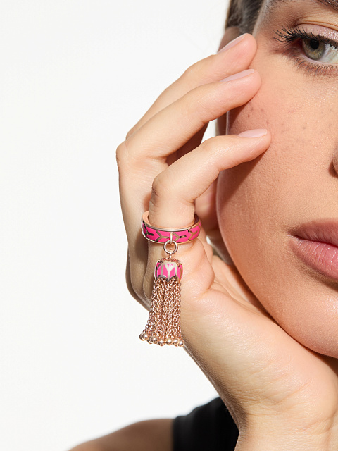 Rose gold hand ring with Tutti Frutti colored enamel, 3