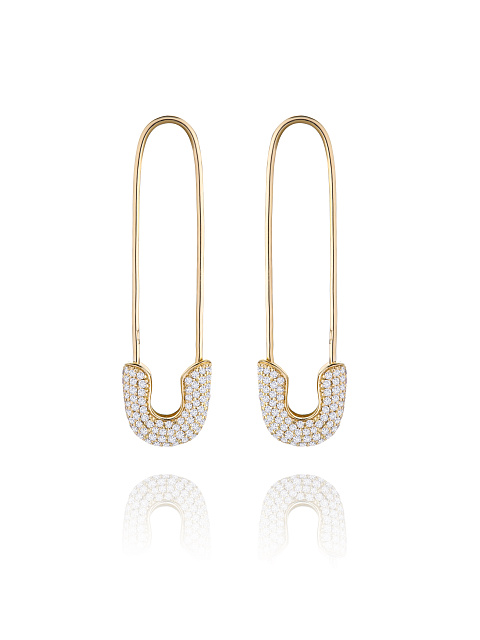 Earrings in the shape of pins made of gold with diamonds, 1