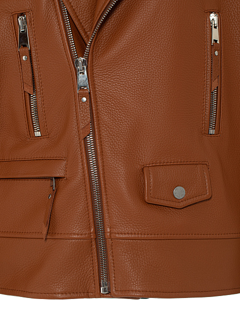 Oversized Brown Leather Biker Jacket, 3