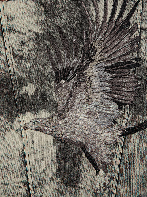 Grey denim jacket with an eagle on the back, 4 Grey denim jacket with an eagle on the back, 4