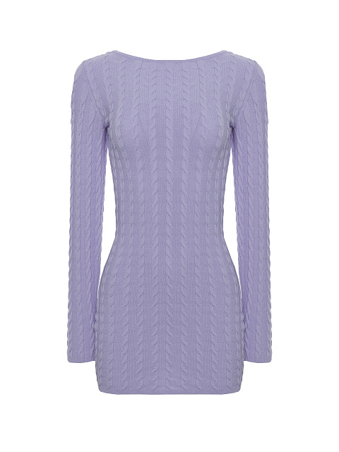 Lilac knitted mini dress with open back, 1