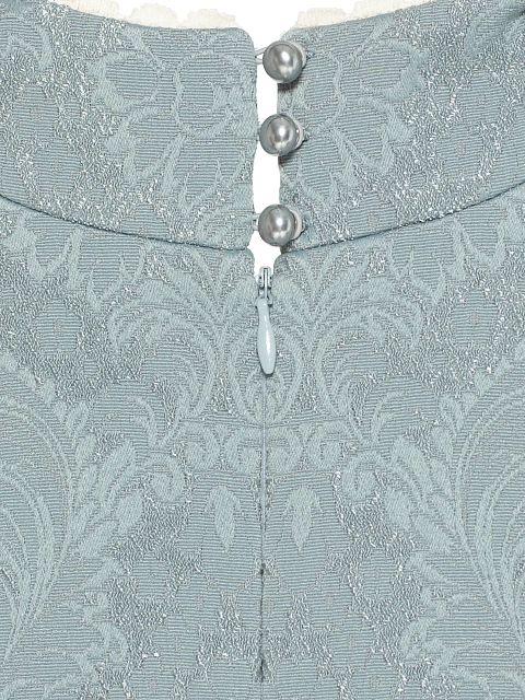 Grey Floral Pattern Jacquard Midi Dress, 5