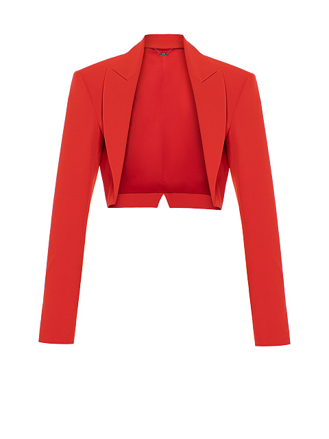 Red Cropped Rayon Blazer, 1 Red Cropped Rayon Blazer, 1