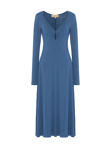 Indigo Rayon Jersey Midi Dress, 1