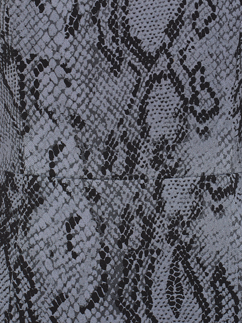 Grey Snake Skin Printed Denim Midi Dress, 3