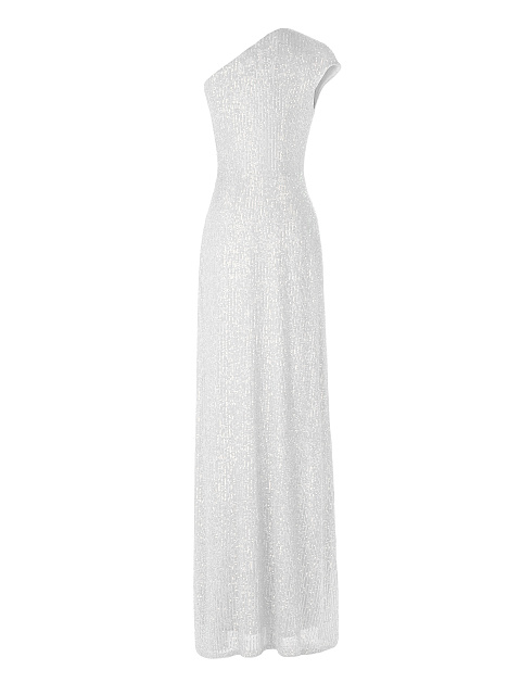 White Sequined One Shoulder Maxi Dress , 3