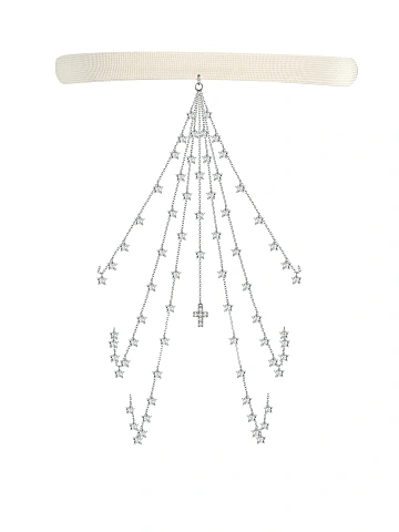 Rubber & Silver & Cubic Zirkonia Chain Garter, 1