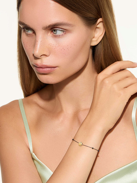 Oxidized gold bracelet with mother-of-pearl and spinel, 2 Oxidized gold bracelet with mother-of-pearl and spinel, 2