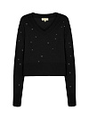 Черный пуловер из кашемира в стразах