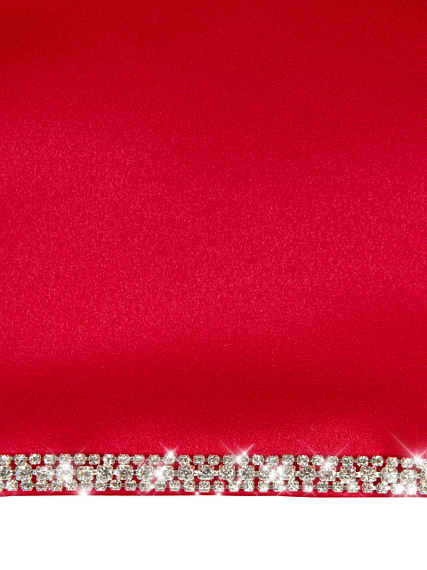 Red Rhinestones Trimmed Satin Top, 3 Red Rhinestones Trimmed Satin Top, 3
