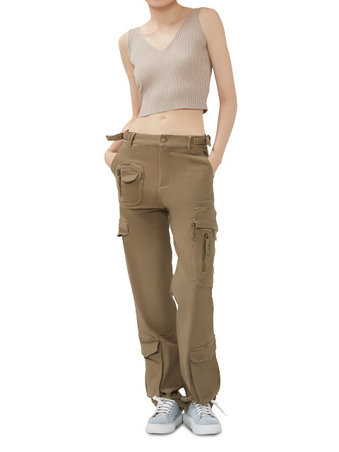 Khaki Cotton Cargo Pants, 7