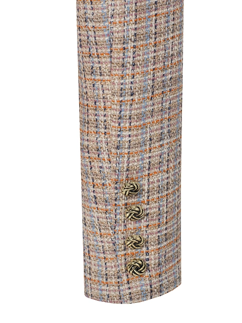 Beige and light blue cropped tweed jacket, 4
