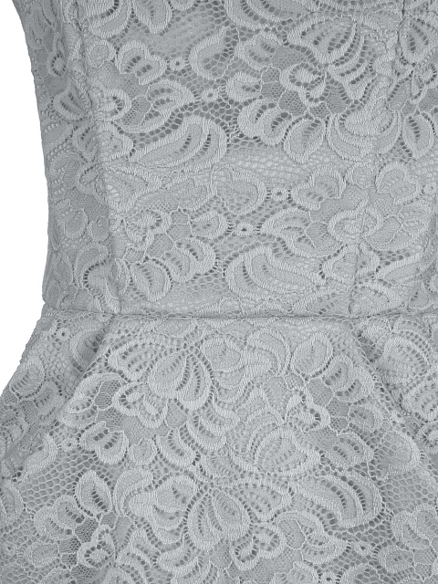 Grey Lace-Paneled Mini Dress, 3
