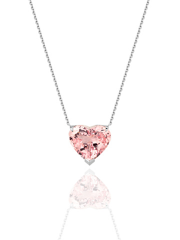 Heart Morganite, Diamond & White Gold Necklace, 1