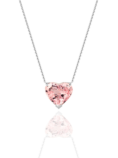 Heart Morganite, Diamond & White Gold Necklace, 1