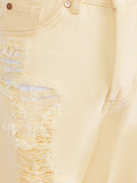 Pale Peach Distressed Cotton Jeans, 3 Pale Peach Distressed Cotton Jeans, 3