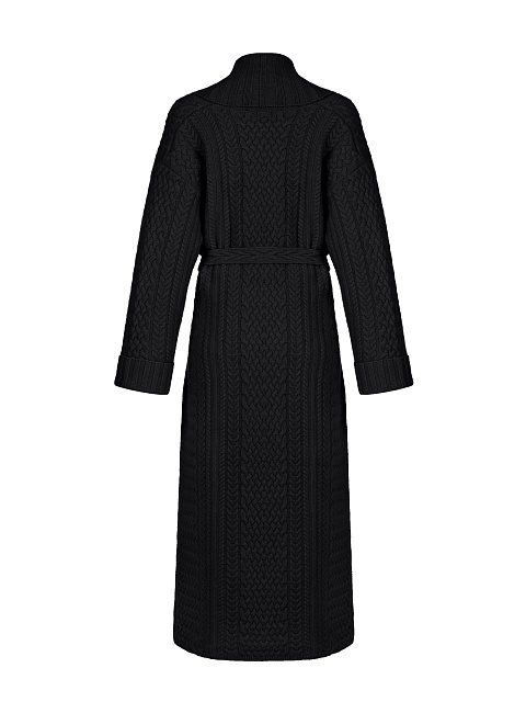 Black Merino Wool & Cashmere Knitted Coat, 2