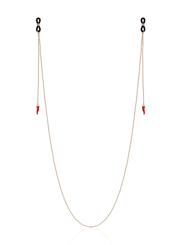 Rose Silver & Red Enamel Sunglass Chain, 1