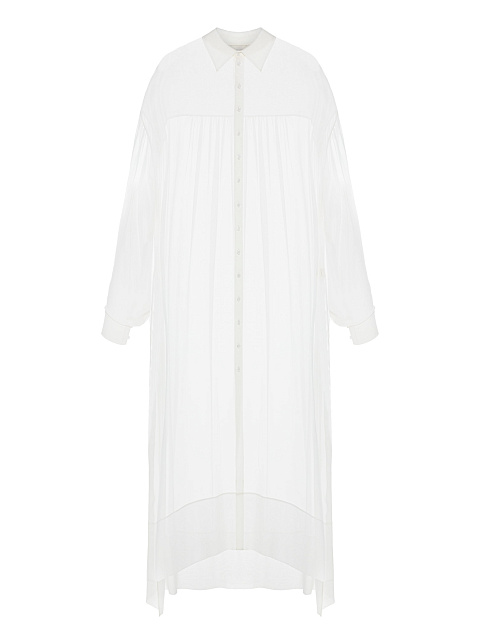White Chiffon Shirt Dress, 1