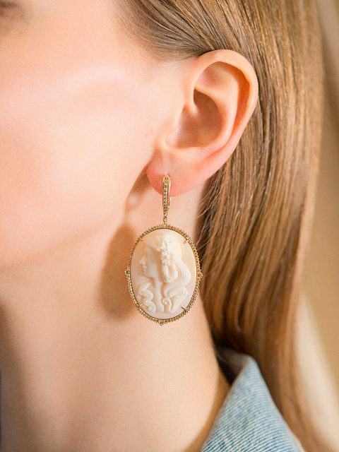 Rose Gold, Brown Diamonds & Cameo Earrings, 3