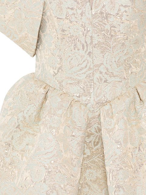 Beige Floral Brocade Mini Dress, 3