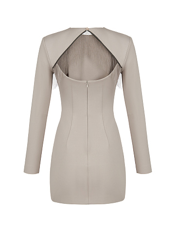 Grey Fringed Mini Dress, 2