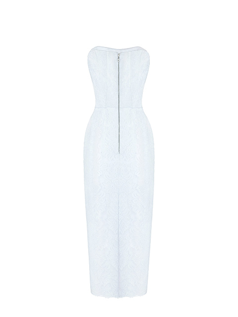White Lace-Paneled Midi Dress, 2