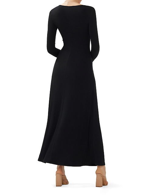 Black Rayon Jersey Maxi Dress, 6