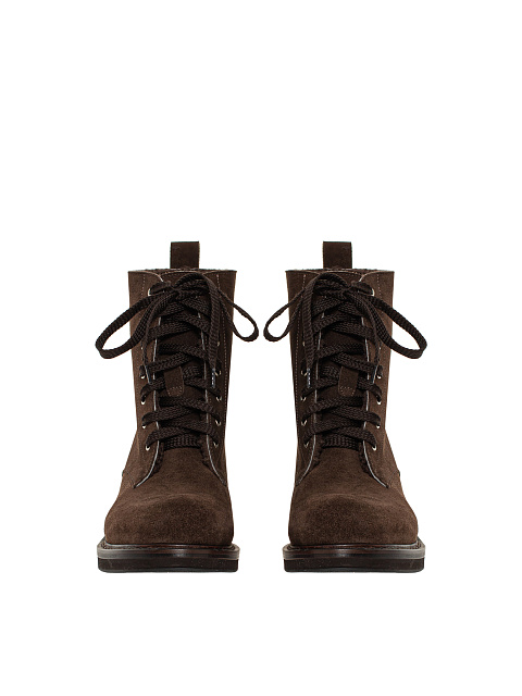 Brown Velour & Fur Lace Up Boots, 2