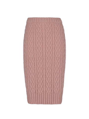 Pink Cable Knit Midi Skirt, 1