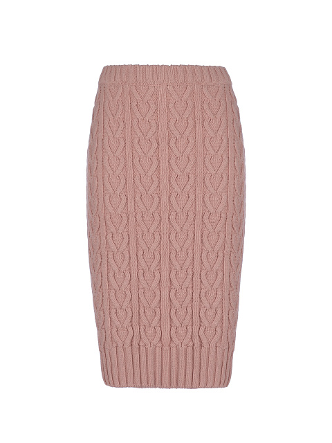 Pink Cable Knit Midi Skirt, 1