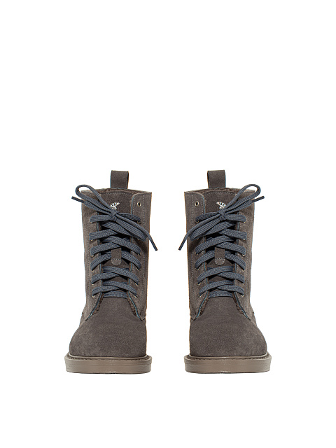 Grey Velour & Fur Lace Up Boots, 2
