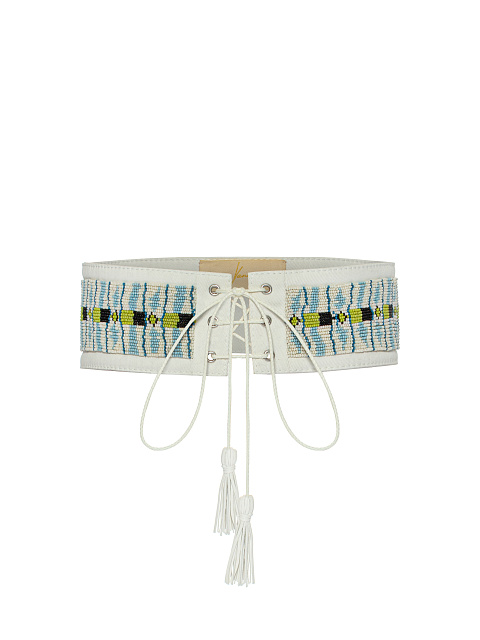 White Bead-Embellished Cotton Belt, 1