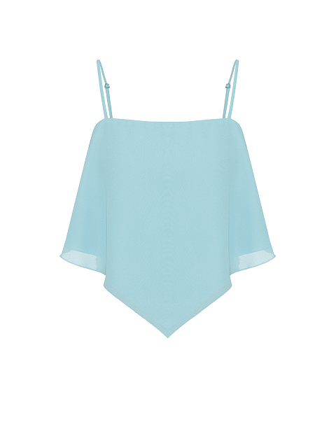 Light Blue Asymmetric Chiffon Top, 1