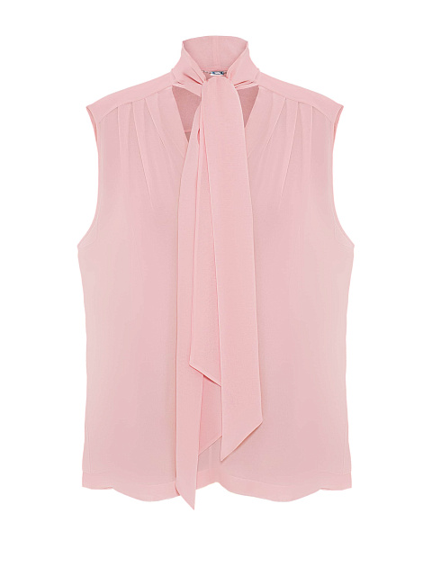 Pink Chiffon Blouse with Tie Collar, 1