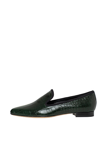 Green leather loafers, 2