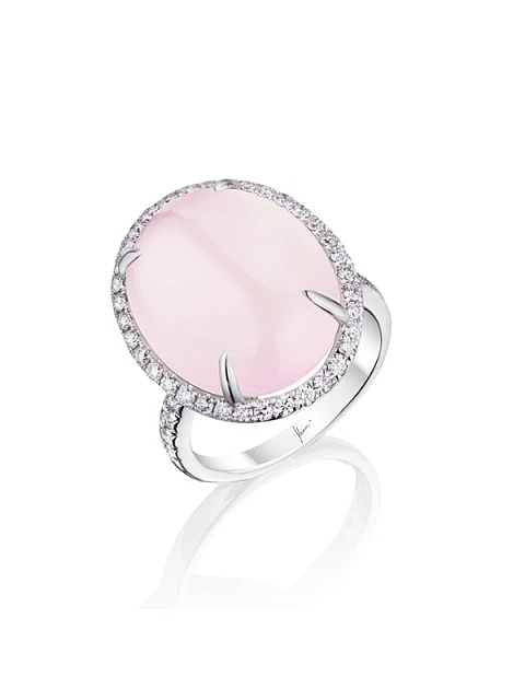 White Gold Quartz & Diamond Ring, 1