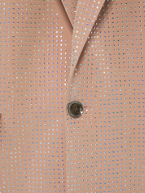 Beige Single Breasted Jacket With Crystals, 3 Beige Single Breasted Jacket With Crystals, 3