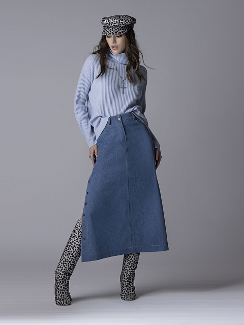 Blue Denim Midi Skirt, 3 Blue Denim Midi Skirt, 3