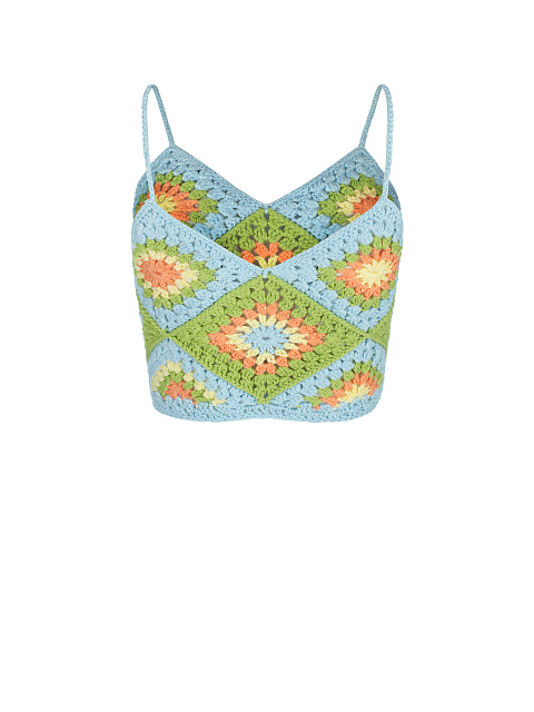 Blue & Green Crochet Knitted Top, 2