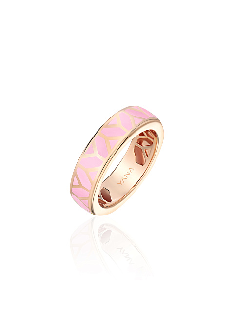 Rose gold ring with Sakura-colored enamel, 1